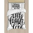 thumbnail image 3 of Live Laugh Love Duvet Cover Set Queen Size, Simplistic Inspiration Quote Minimalist Featured Typography Design, Decorative 3 Piece Bedding Set with 2 Pillow Shams, Black and White, by Ambesonne, 3 of 3