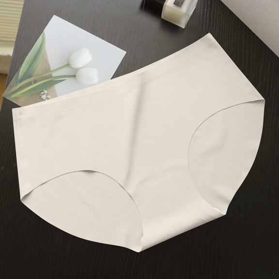 asjyhkr Womens Underwear Middle Waist Cotton Crotch Brief Seamless Soft Comforty Breathable Stretch Solid Color Ladies Panties