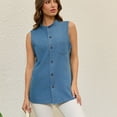 thumbnail image 7 of Ruimatai Women's Denim Vest Sleeveless Button Down Collar Pocket Tank Top Casual Flared Shirt for Spring Summer, 7 of 7