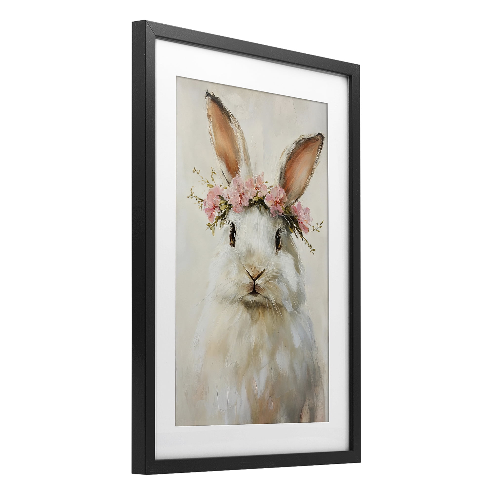 Stupell Industries Bunnykins with Pink Crown Black Framed Print Under Glass, design by Tina LeCour