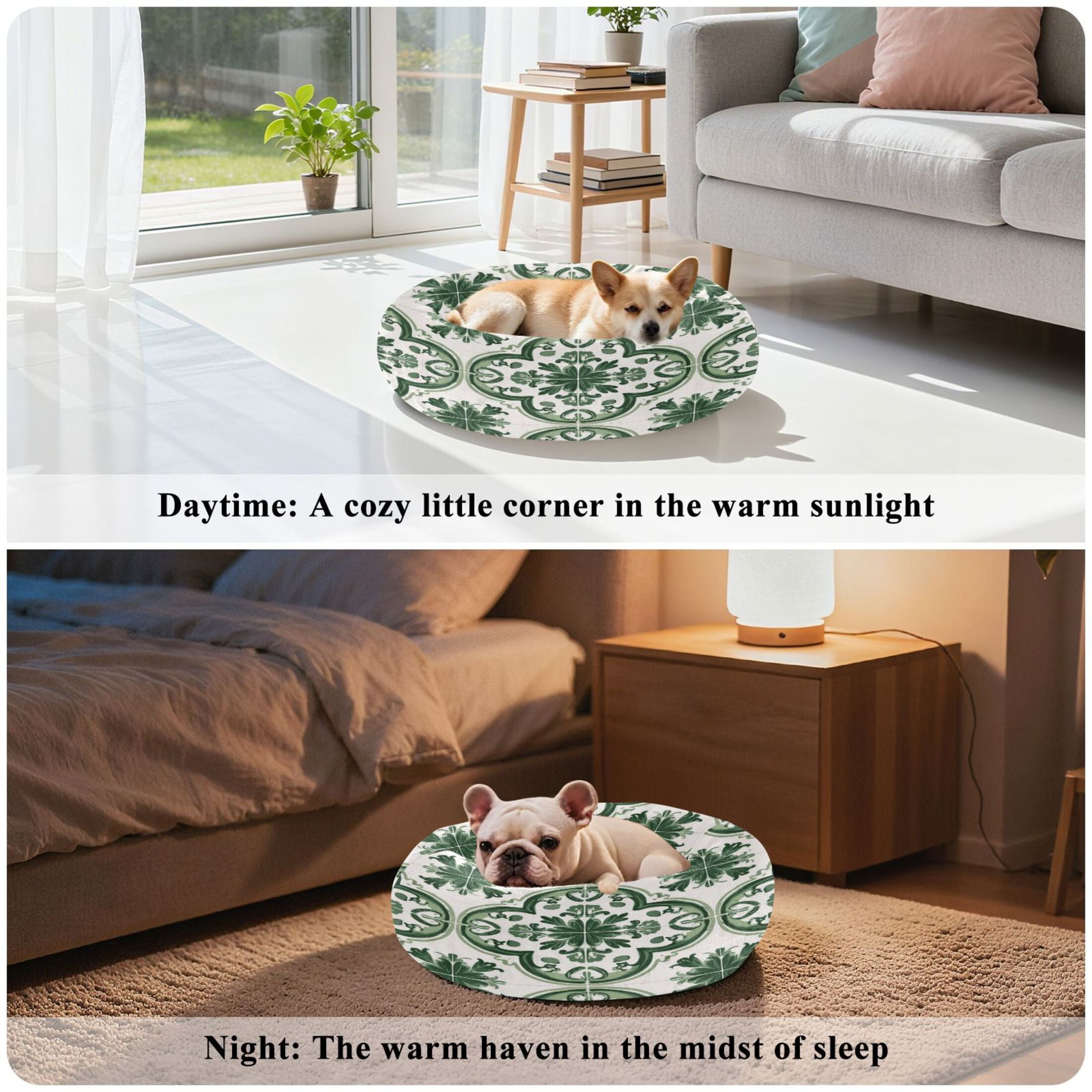 Iauyy Pet Couch Donut Cat Bed for Indoor Cats/Small Dogs Washable & Machine with Non-slip Bottom Calming Cat Furniture, A Traditional Spanish Style (M)
