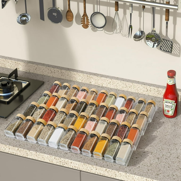 Acrylic Spice Rack Tray for Kitchen, Tier Clear Drawer Organizer