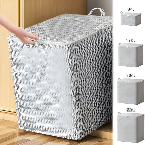 LAMIRO 220L Large Storage Bins With Lids Storage Containers,Extra Large Storage Bags For Clothes Tote Bag,Double Zipper For Space Saving Travel,Heavy Duty Storage With Handles