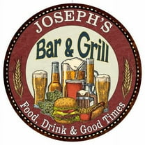 JOSEPH'S Bar and Grill 12" Round Metal Sign Kitchen Wall Decor 200120020306