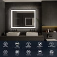 thumbnail image 2 of ISKM 36x28 Inch LED Bathroom Mirror with Front Light and Backlight, Black Framed Dimmable Lighted Anti-Fog Wall Vanity Mirror, 3 Colors, Shatterproof and Waterproof, Memory Function, 2 of 6