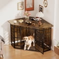 thumbnail image 6 of 52 Inch Large Corner Dog Crate Furniture, Vintage Brown Wooden Pet Kennel, Decorative Indoor Dog Cage, 6 of 9