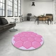 thumbnail image 4 of Ahgly Company Machine Washable Indoor Square Transitional Blossom Pink Area Rugs, 5' Square, 4 of 7