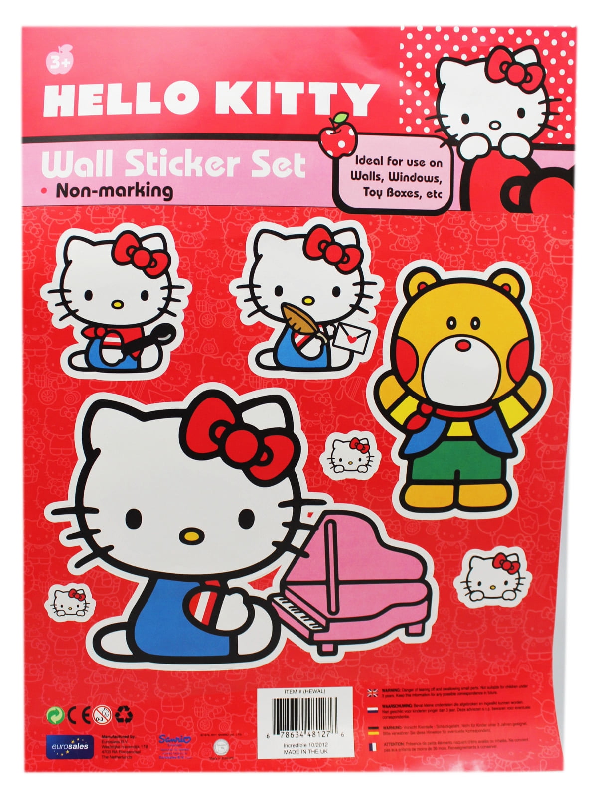 Hello Kitty Halloween Large Sticky White Paper Stickers Labels NEW 