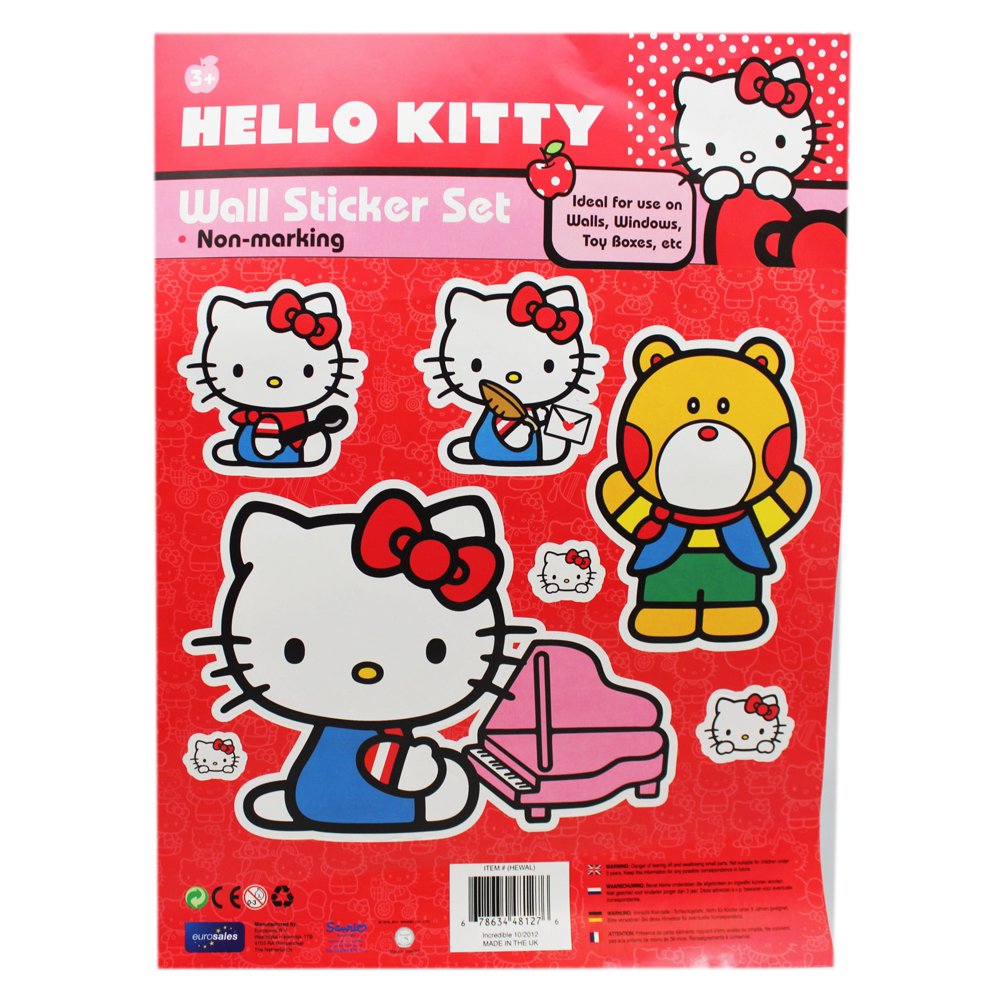 Sanrio's Hello Kitty NonMarking Wall Sticker Set (7 Stickers