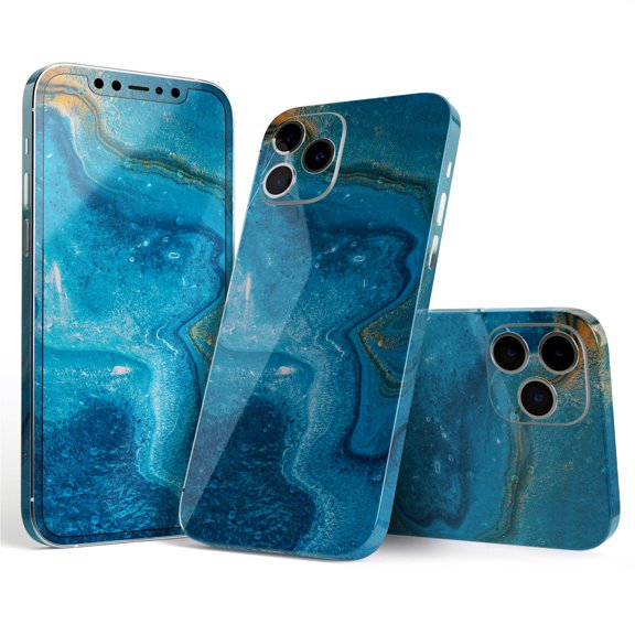DesignSkinz Abstract Oiled Blue Marble Full-Body Skin Decal Wrap Cover for iPhone 16