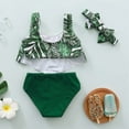 thumbnail image 3 of Edvintorg Girls Swimsuits Three Piece Tankini Bathing Suits Boyshort Summer Cute Swimsuit Leaf Pattern Bohemia Swimsuit Set Swimwear for 9 Months-4Years, 3 of 6