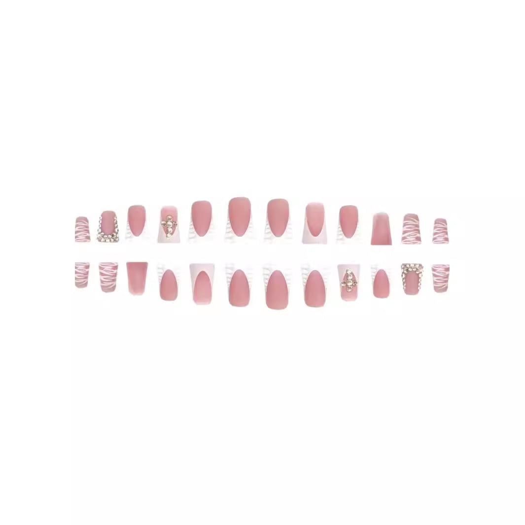 Cross-border explosion European and American French duck mouth type wearing nail point drill cross fake nail removable nail piece wholesale