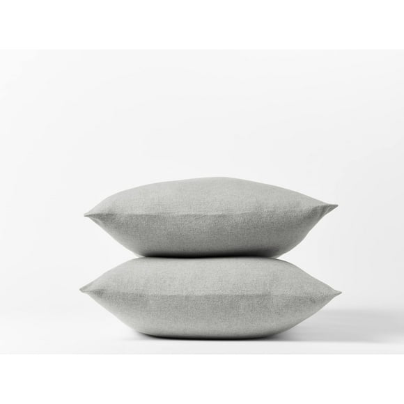 Coyuchi Cloud Brushed Organic Flannel Pillowcase Set/2 (King, Pale Gray Heather)