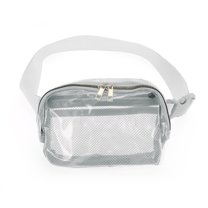 Unique Bargains 1 Pc Clear Double Pull Style Running Waist Pack for Hiking Gym Light Gray TPU