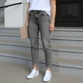 thumbnail image 5 of CIENVNSTG Women Jeans High Waist Stretchy Ripped Jeans Trendy Raw Hem Straight Leg Jean Distressed Denim Pants with Pockets Gray L, 5 of 5