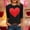 A260 Black, variant on Valentine's Day 3/4 Sleeve Top for Women 3D Textured Studded Heart Graphic Crewneck Casual Relaxed Fit Novelty Fashion Holiday Clothes