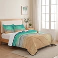 thumbnail image 5 of Twin Quilt Set 68''x86'', Teal Ombre Coastal Lightweight Summer Bedspread Coverlet Set with 2 Pillow Shams, Summer Nautical Beach Ocean Seaside Breathable All Season Quilt Bedding for Dorm/Bedroom, 5 of 9