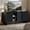 Black Marble Top, variant on Bestier Fluted TV Stand for 65 inch TVs,Entertainment Center with 4-Sliding Doors,Height Adjustable Shelves,Media Console Table with Cable Management, TV Cabinet for Living Room,Natural Oak