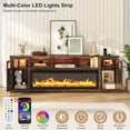 thumbnail image 4 of Blotout 95" Fireplace TV Stand for TVs up to 100" with 60" Electric Fireplace, Large Farmhous Media Entertainment Center w/LED Lights/Power Outlets & Barn Doors Storage Cabinet for Living Room,Brown, 4 of 9