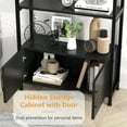 thumbnail image 4 of M optimized 4 Tier Bookshelf, Arched Bookcase with Cabinet, 71.5" Tall Industrial Book Shelf with Metal Frame, Freestanding Display Shelving Bookshelf, 4 of 6