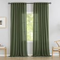 thumbnail image 1 of Juego de cortinas DONREN de lino verde oliva, 244 cm de largo, 2 paneles, 1 of 7