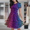 thumbnail image 2 of A Colorful Leopard Print Women's Classic Swing Skater Dress Casual Work Party Cocktail Dresses, 2 of 6