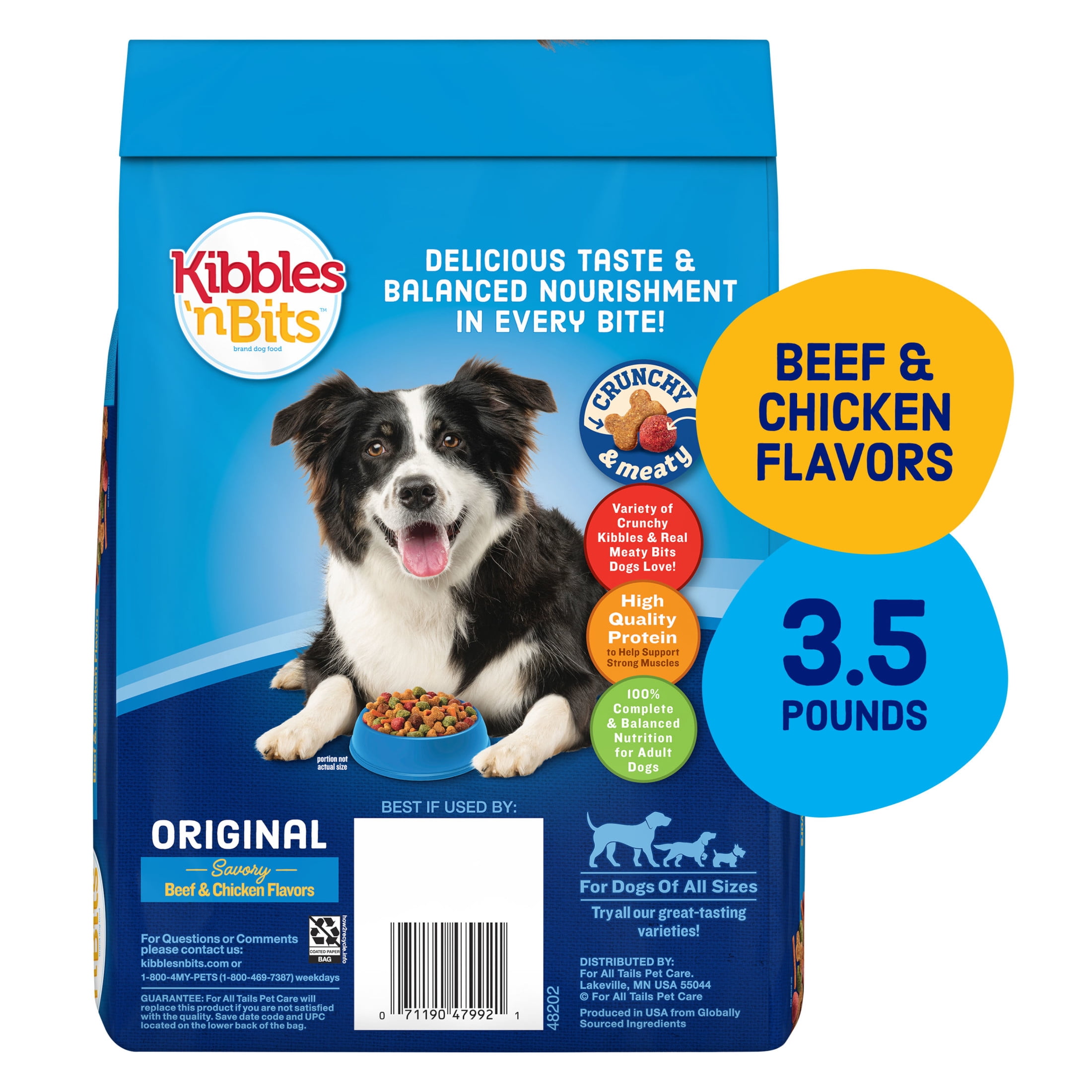 Kibbles 'n Bits Dry Dog Food, Original Savory Beef & Chicken Flavors, 3.5 lb. Bag
