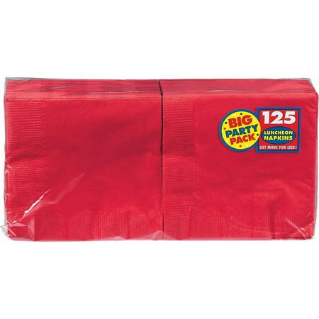 Red, Big Party Pack, 2-Ply Luncheon Napkins, 125 Per Pack