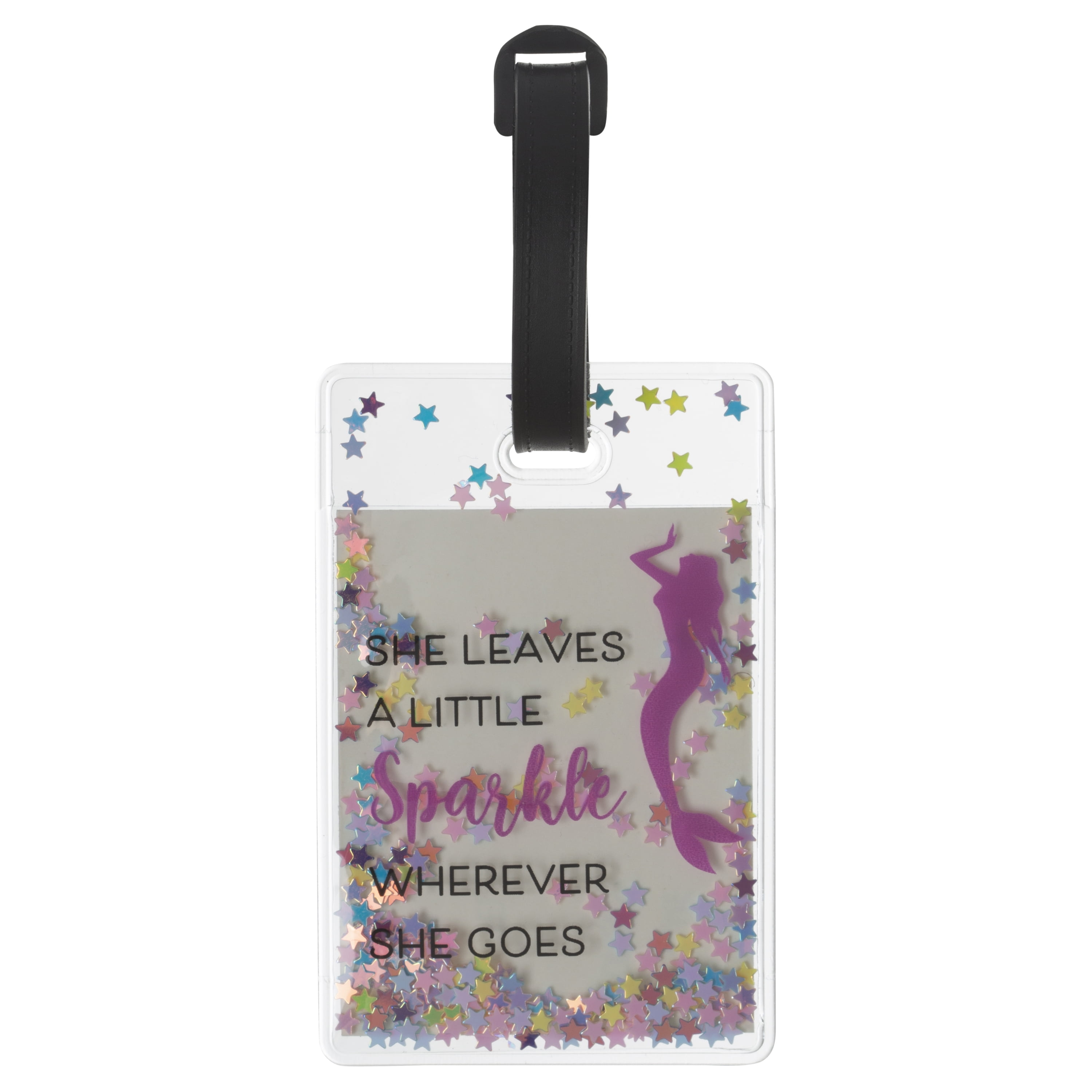 glitter luggage tag