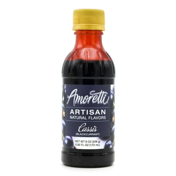 Amoretti - Natural Cassis (Blackcurrant) Artisan 8 oz - Use In Pastry, Savory, Brewing & Ice Cream Applications, Preservative Free, Vegan, Gluten Free, No Artificial Sweeteners, Highly Concentrated