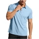 thumbnail image 2 of Ceisia Men's Slim Fit Short Sleeve Polo Shirt Herringbone Texture Color-Blocked Henley Collar Spring Summer Shirt Gift, 2 of 9