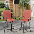 thumbnail image 4 of Memoryfield Outdoor Swivel Bar Stools Set of 2, Bar Height Patio Chairs with High Back & Armrests, Textilene Fabric Bar Stools for Patio, Deck, Backyard & Garden, Red, 4 of 8