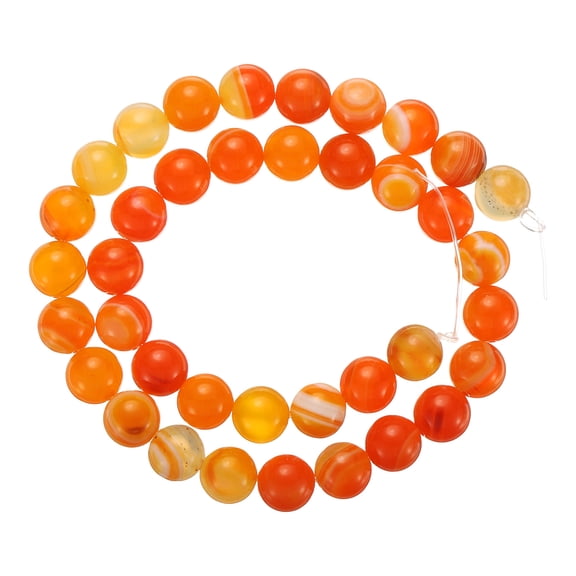 Orange Agate Beads 10mm Natural Gemstone Beads, Smooth Round Loose Beads (1 Strand - 37pcs)