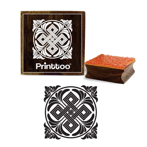 Printtoo Scrap-booking Geometric Floral Pattern Square Wooden Rubber Stamps-5 x 5 Inch