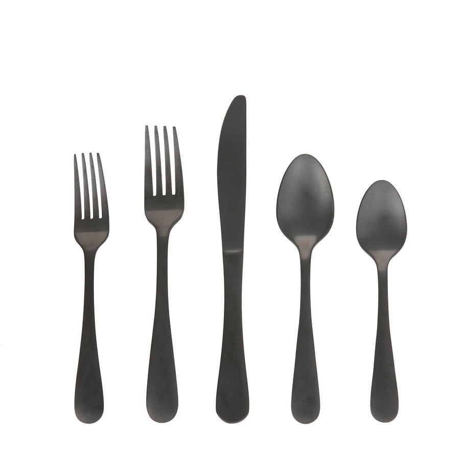 Better Homes & Gardens 20 Piece Corin Flatware Set with Black Matte