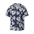 thumbnail image 3 of Goofa White Leaves Printed Men's Casual Short-sleeved Shirt,Lightweight Breathable Button-down,Summer Casual men's top,Versatile Fashion shirt-4X-Large, 3 of 7