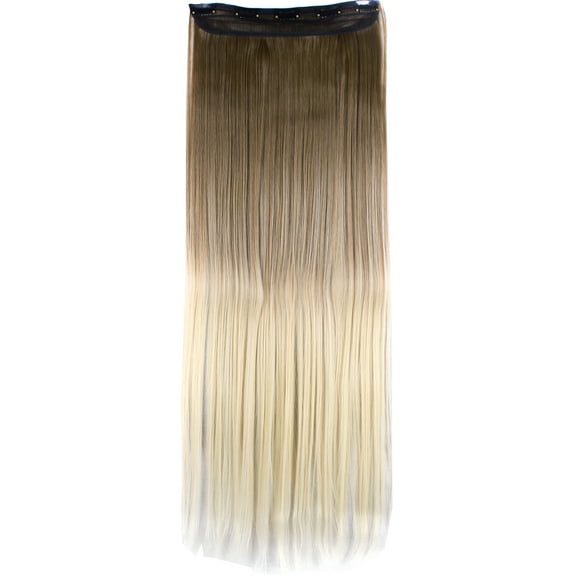 SAYFUT 26" Straight 3/4 Full Head Synthetic Hair Extensions Clip in Hairpieces 5 Clips 125g Brown To Bleach Blonde