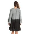 thumbnail image 3 of Riviera Sun Short Flowy Casual Dress with Crochet Front & Bell Sleeves (Grey Black Tie Dye, 2X), 3 of 3