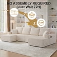 thumbnail image 3 of Leumius 130" U Shaped Sectional Couches with Chaise,Modern Deep Seat Boneless Corduroy Cloud Modular Sofa for Living Room,White, 3 of 8