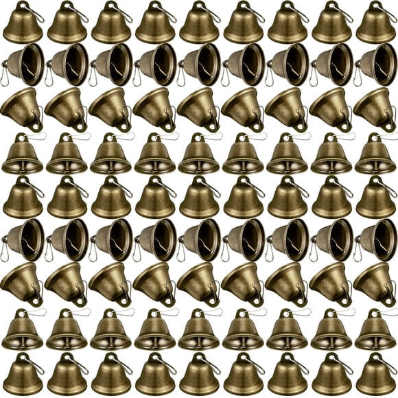 Campanas de bronce Shimeyao de 3,8 x 4 cm con ganchos de resorte, 100 unidades