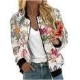thumbnail image 5 of DondPO Bomber Jacket Women Women Autumn Fashion Leisure Square Thin Pocket Jacket Blouse Coat Baseball Top Jackets for Women Trendy Floral Jackets for Women Pink L, 5 of 5