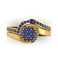 thumbnail image 2 of 0.45 ct Brilliant Round Cut Tanzanite 18K Yellow Gold Solitaire with Accents Engagement Bridal Wedding Ring Band Set size 8.75, 2 of 7