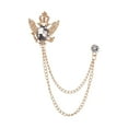 thumbnail image 5 of Milageto 4xSuit Brooch with Chain Alloy Crown Rhinestone Brooches for Coat Shirts Gold and White, 5 of 8