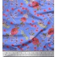 thumbnail image 1 of Soimoi Blue Cotton Cambric Fabric Chrysanthemum & Blossom Floral Print Fabric By Yard 58 Inch Wide, 1 of 3