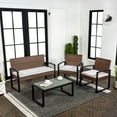 thumbnail image 3 of Elina 4-Piece Modern Coastal Faux Wicker Conversation Outdoor Patio Set, White/Black, 3 of 7