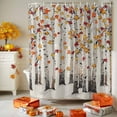 thumbnail image 3 of Shower Curtain 48"W x 72"L Orange Maple Leaves Beige Wood Watercolor Fabric Shower Curtains Set with Hooks Water Repellent Bathroom Curtains Machine Washable Bathroom Accessories, 3 of 6