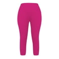 thumbnail image 4 of sovlvnd Womens Capris for Summer High Waisted Solid Color Capris Matching Slim Fitting Yoga Gym Pants Plus Size Capris for Women, 4 of 5