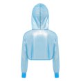 thumbnail image 6 of Hansber Fashion Girls Jazz Hip-Hop Dance Crop Top See-through Metallic Shiny Cropped Hoodie Sweatshirt Light Blue 16, 6 of 7