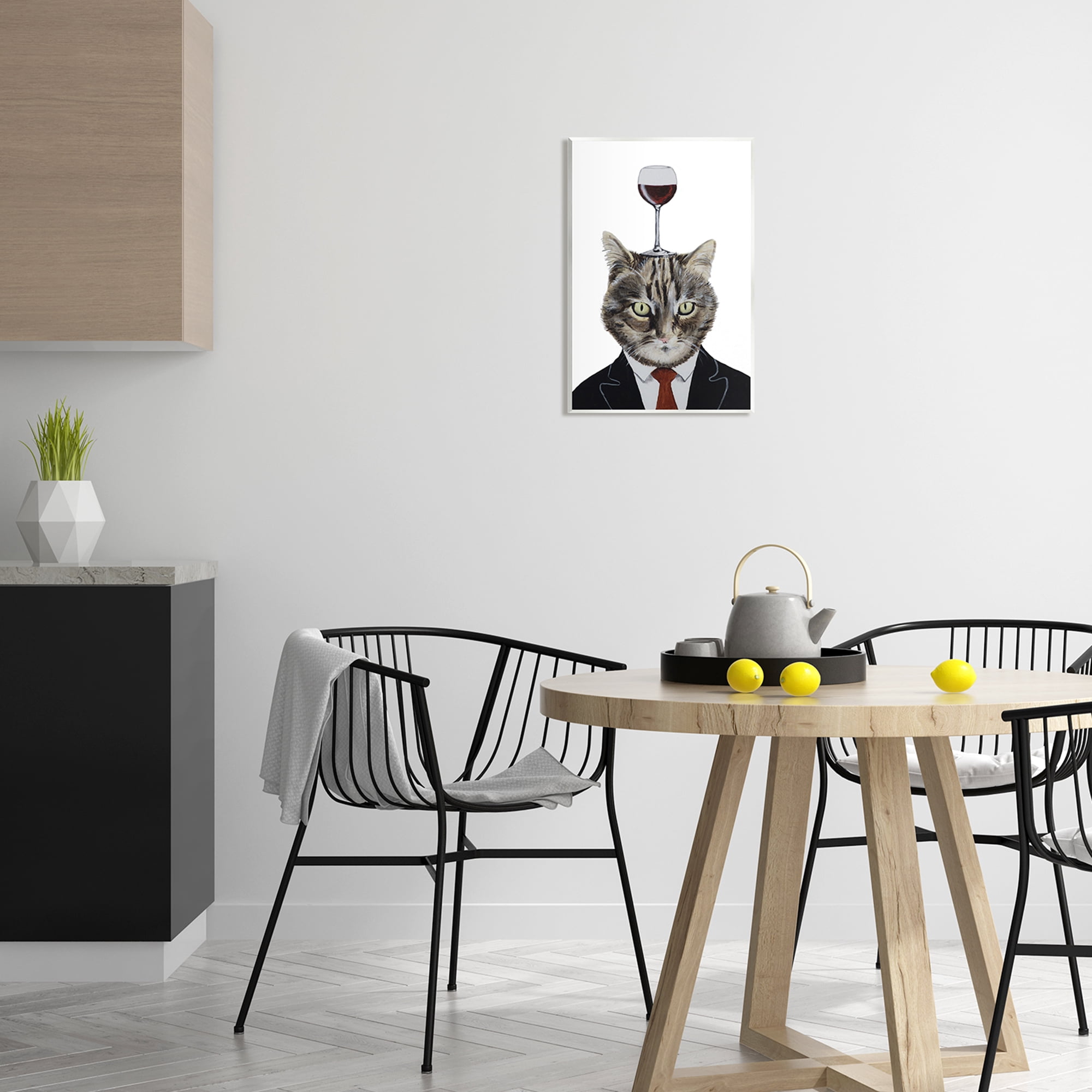 Stupell Industries Cat In Suit Wine Glass Animals & Insects Painting Unframed Art Print Wall Art