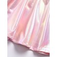 thumbnail image 5 of YONGHS Kids Girls Metallic Skirt Shiny Flared Pleated Skater Miniskirts Dancewear Pink 13-14, 5 of 7